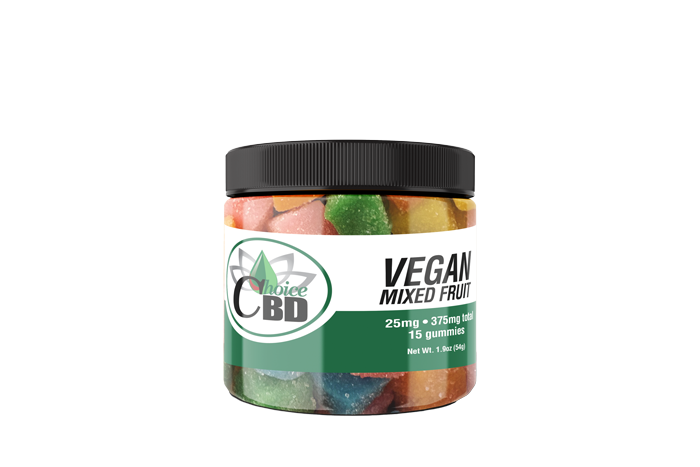 CBD Gummies Vegan-Plain Mixed Fruit 375mg 25mg/15pc