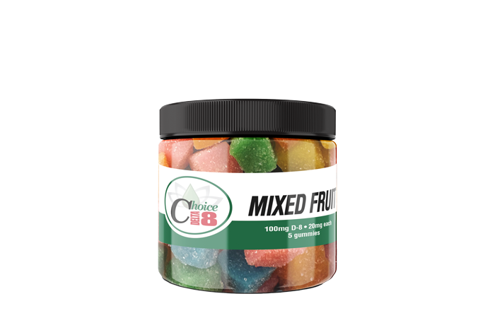 D8 Gummies Plain-Mixed Fruit 100mg 20mg/5pc