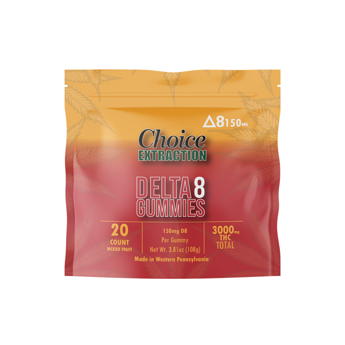 D8 Gummies Plain-Mixed Fruit 3000mg 150mg/20pc