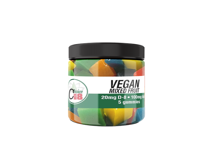 D8 Gummies Vegan Plain-Mixed Fruit 100mg 20mg/5pc