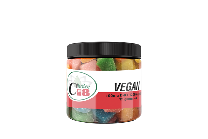 D8 Gummies Vegan Plain-Mixed Fruit 1200mg 100mg/12pc