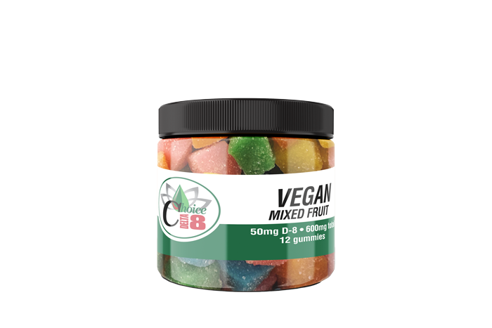D8 Gummies Vegan Plain-Mixed Fruit 600mg 50mg/12pc