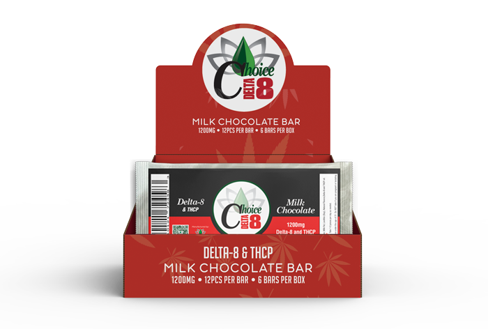 THCP + D8 Chocolate Bar - 1200mg TOTAL, 100mg Per Piece Carton (6)