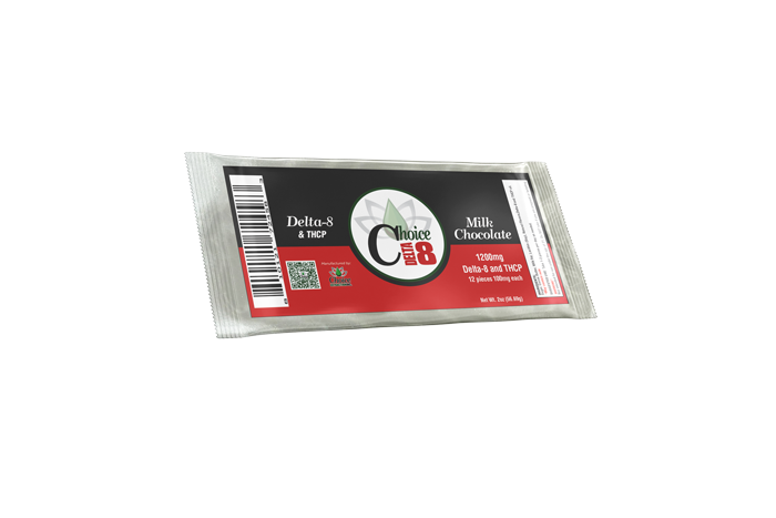 THCP + D8 Chocolate Bar - 1200mg TOTAL, 100mg Per Piece