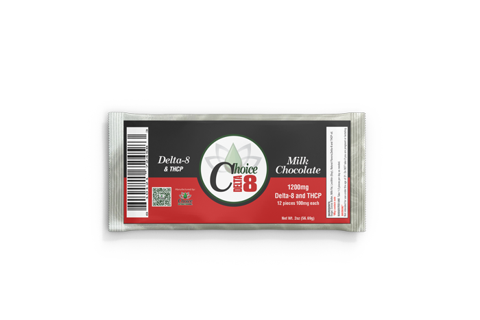 THCP + D8 Chocolate Bar - 1200mg TOTAL, 100mg Per Piece