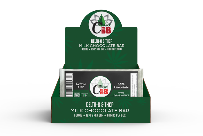 THCP + D8 Chocolate Bar - 600mg TOTAL, 50mg Per Piece Carton (6)