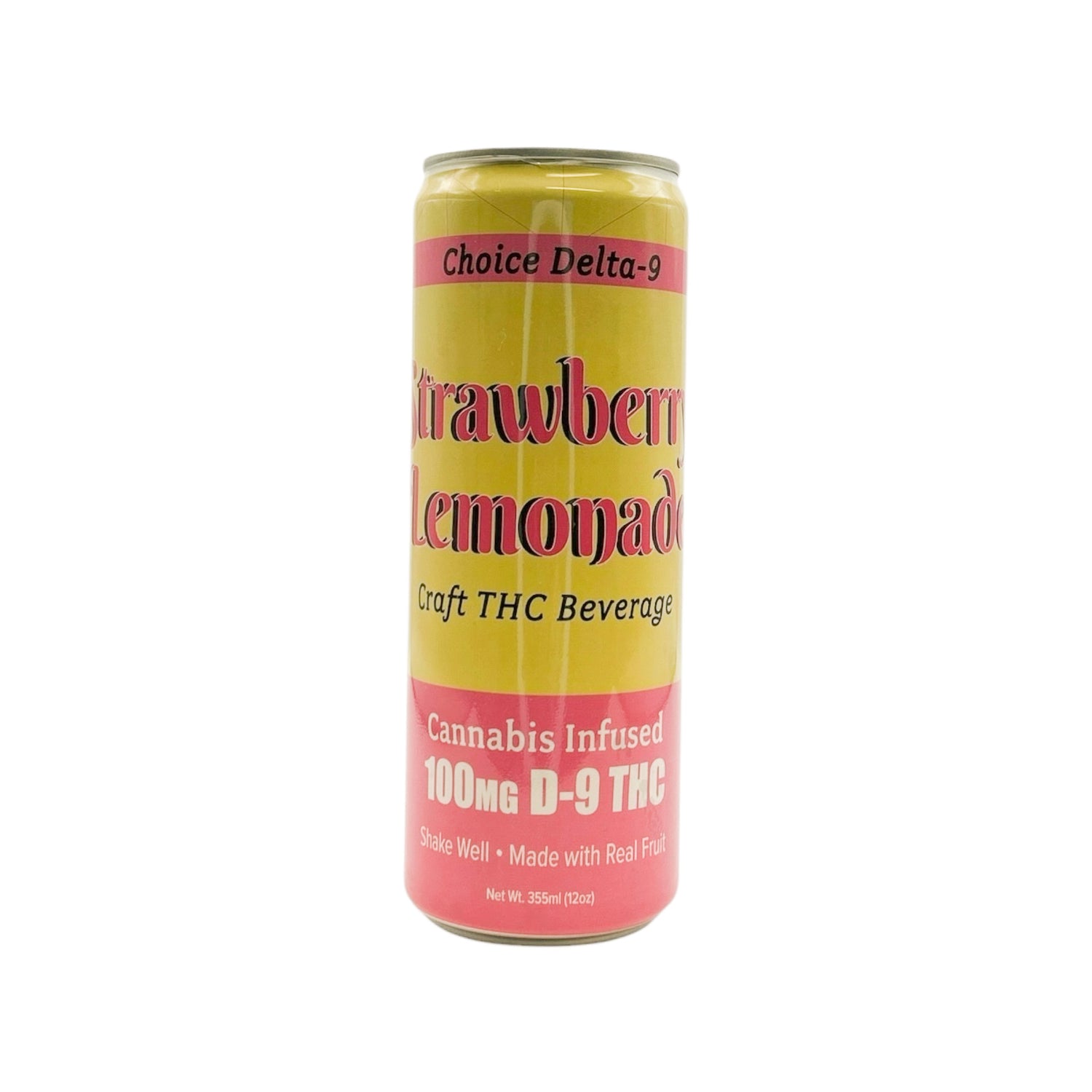 Delta-9 THC Infused Beverage - Strawberry Lemonade, 100mg (12 Pack Case)