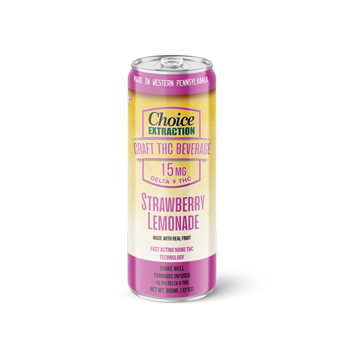 Delta-9 THC Infused Beverage - Strawberry Lemonade, 15mg (12 Pack Case)