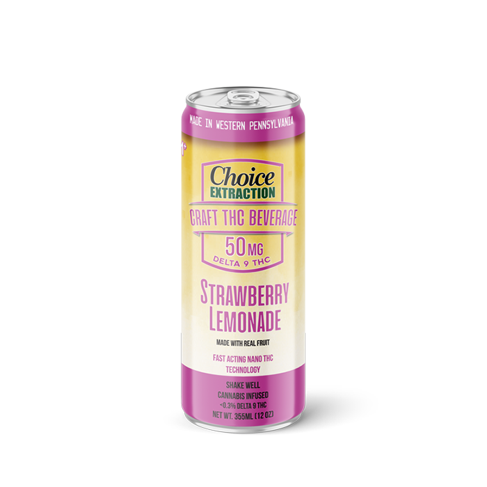 Delta-9 THC Infused Beverage - Strawberry Lemonade, 50mg (24 Pack Case)
