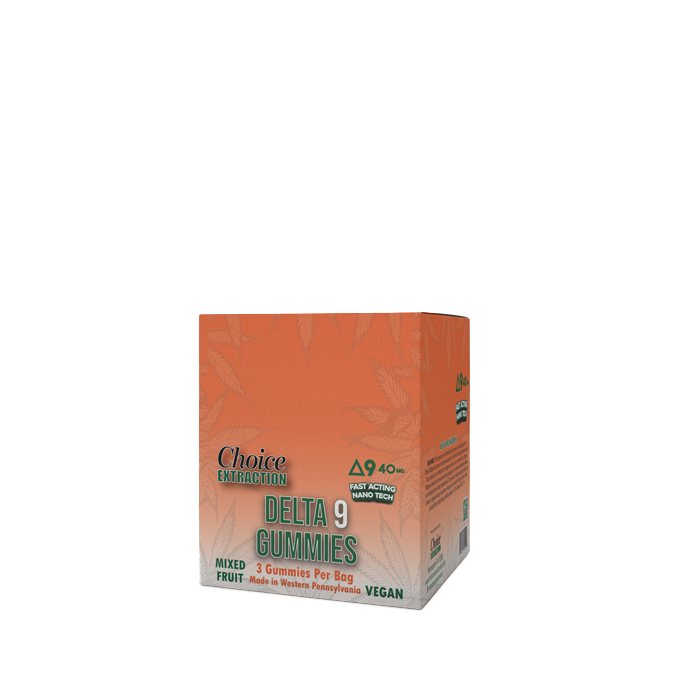 Delta-9 NANO Gummies - Vegan Mixed Fruit 120mg 40mg - 3pc Carton (10)