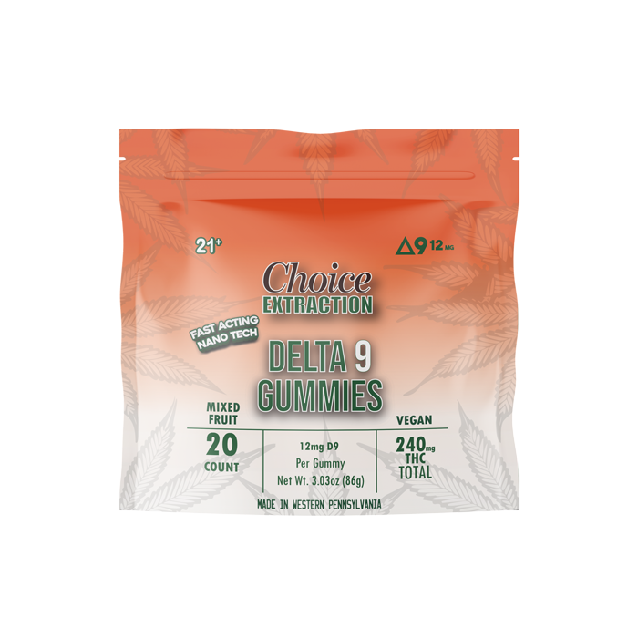 Delta-9 NANO Gummies - Vegan Mixed Fruit 240mg 12mg - 20pc
