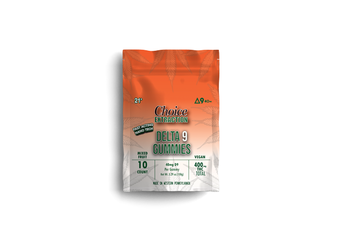Delta-9 NANO Gummies - Vegan Mixed Fruit 400mg 40mg - 10pc