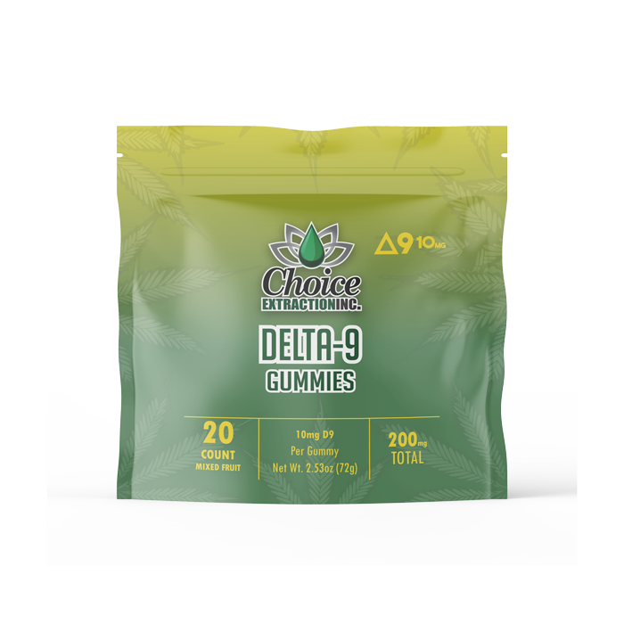 Delta-9 Gummies - Plain Mixed Fruit 200mg 10mg - 20pc Carton (5)