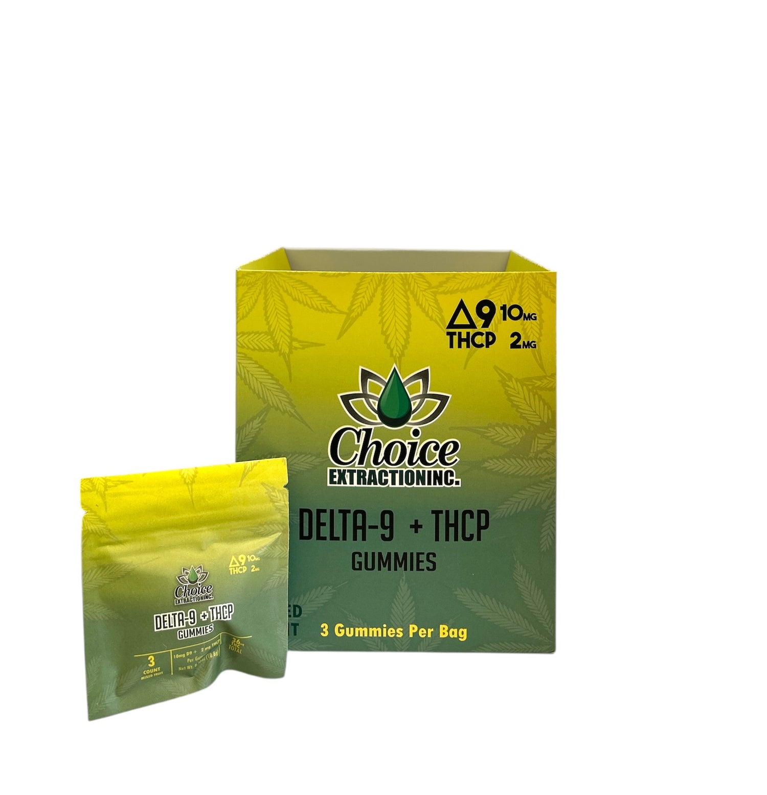 Delta-9 + THCP Gummies - Plain Mixed Fruit 1080mg 10mg/2mg - 3pc Carton (30)