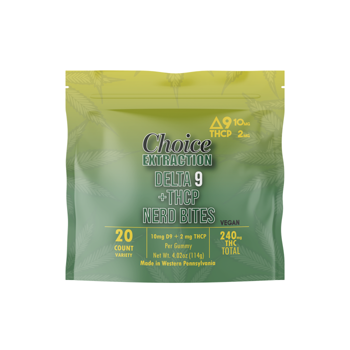 NERD BITES: Delta-9 + THCP Gummies 240mg 10mg/2mg - 20pc Carton (5)