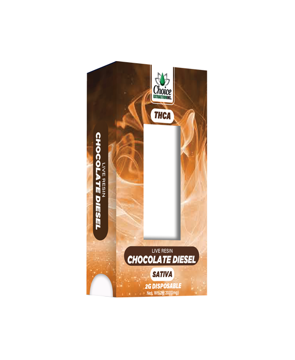 THCA, Live Resin Chocolate Diesel Disposable 2ml - Sativa