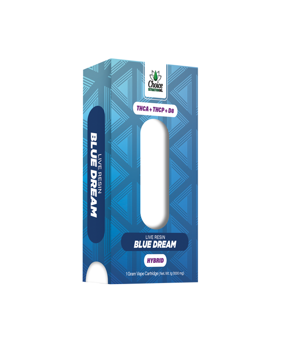 THCA + THCP + D8, Live Resin Blue Dream Vape Cart 1ml - Hybrid