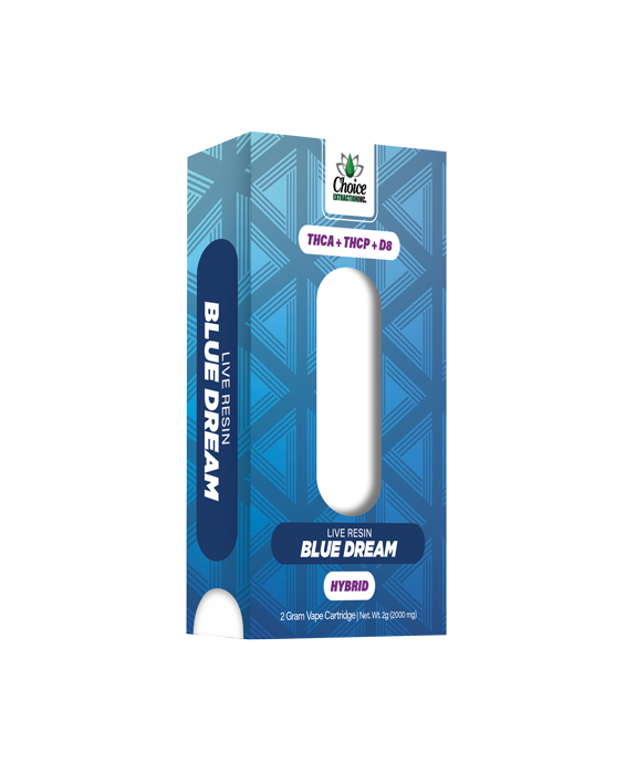 THCA + THCP + D8, Live Resin Blue Dream Vape Cart 2mL - Hybrid