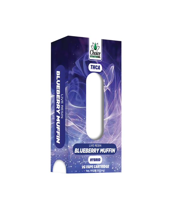 THCA, Live Resin Blueberry Muffin Vape Cart 2ml - Hybrid