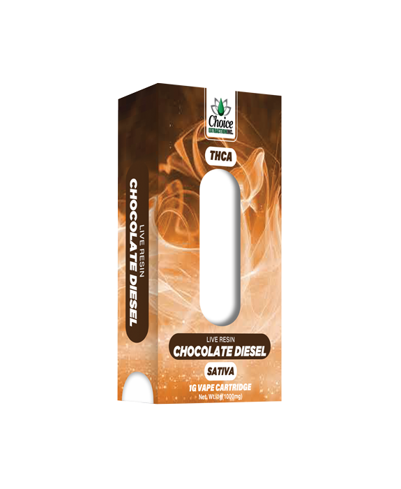 THCA, Live Resin Chocolate Diesel Vape Cart 1ml - Sativa