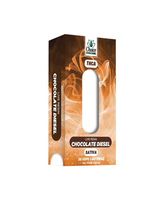 THCA, Live Resin Chocolate Diesel Vape Cart 2ml - Sativa