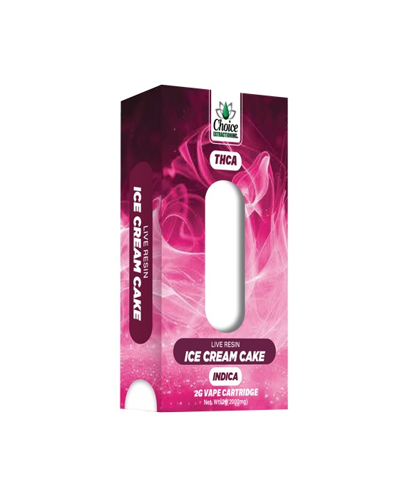 THCA, Live Resin Ice Cream Cake Vape Cart 2ml - Indica