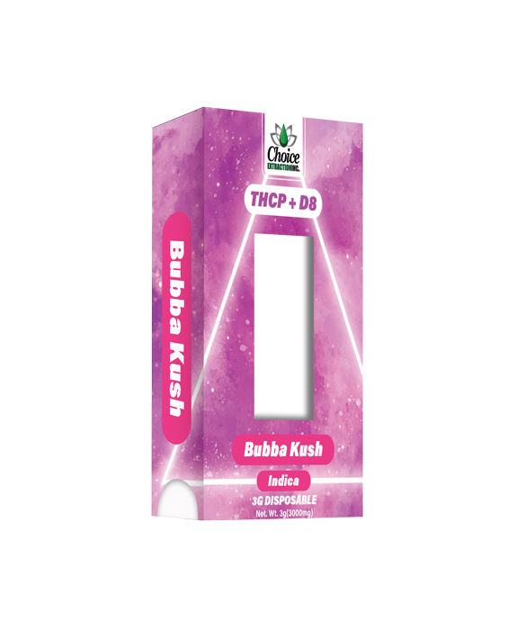 THCP + D8 Disposable - Bubba Kush 3mL - Indica