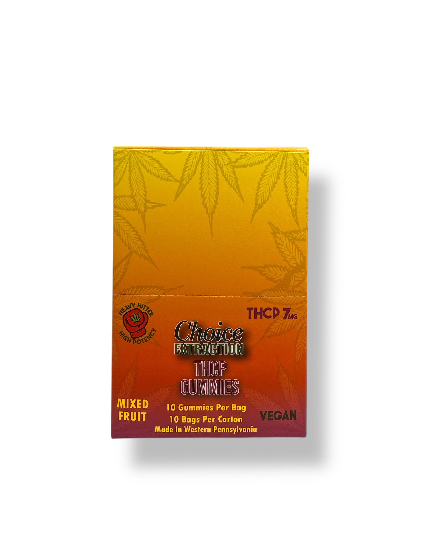 THCP Gummies - Vegan Mixed Fruit 70mg 7mg - 10pc Carton (10)