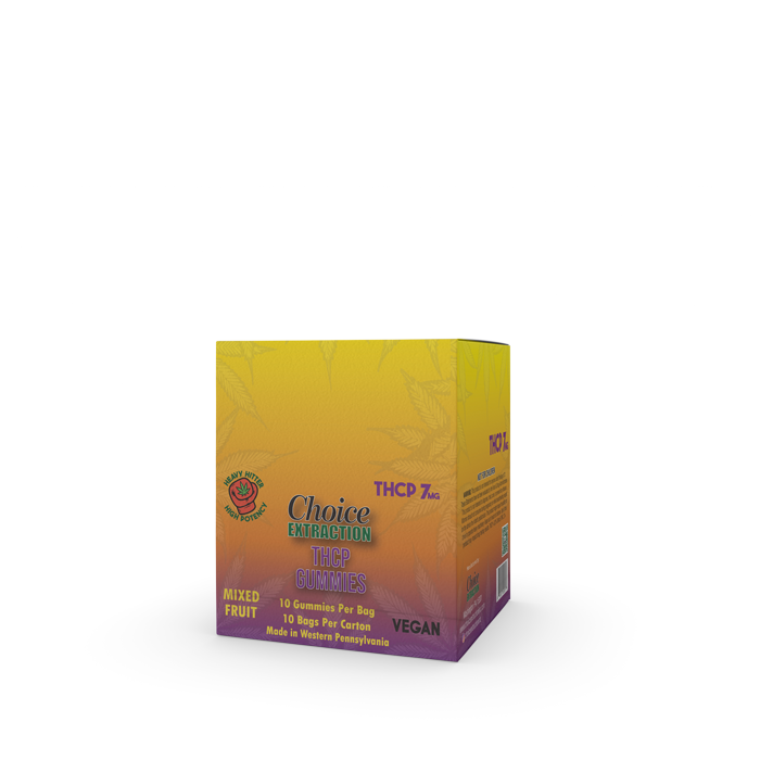 THCP Gummies - Vegan Mixed Fruit 70mg 7mg - 10pc Carton (10)